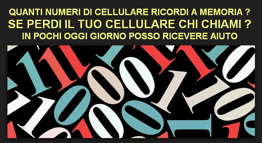 Se perdi il tuo cellulare chi chiami ? In pochi oggi giorno possono ricevere aiuto … tra i giovanissimi 4 ragazzi su 10 non ricordano neppure un numero !