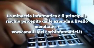 La minaccia informatica è il principale rischio percepito dalle aziende a livello mondiale