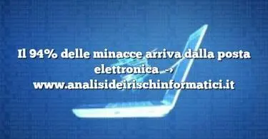 Il 94% delle minacce arriva dalla posta elettronica