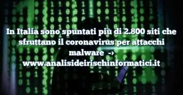 In Italia sono spuntati più di 2.800 siti che sfruttano il coronavirus per attacchi malware