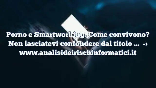 Porno e Smartworking. Come convivono? Non lasciatevi confondere dal titolo …