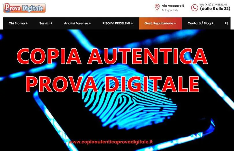 COPIA AUTENTICA PROVA DIGITALE : il nuovo sito di INFORMATICA IN AZIENDA dedicato alla acquisizione di prove digitali