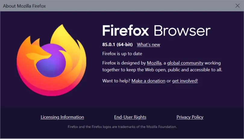 Firefox 85.0.1 risolve un problema di sicurezza critico e bug