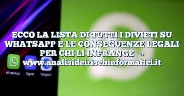 ECCO LA LISTA DI TUTTI I DIVIETI SU WHATSAPP E LE CONSEGUENZE LEGALI PER CHI LI INFRANGE