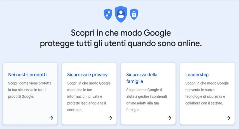 FAI UN CONTROLLO : CENTRO PER LA SICUREZZA ONLINE DI GOOGLE