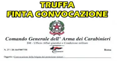 TRUFFA 🔴LETTURA IMPORTANTE🔴 : CONVOCAZIONE ARMA DEI CARABINIERI