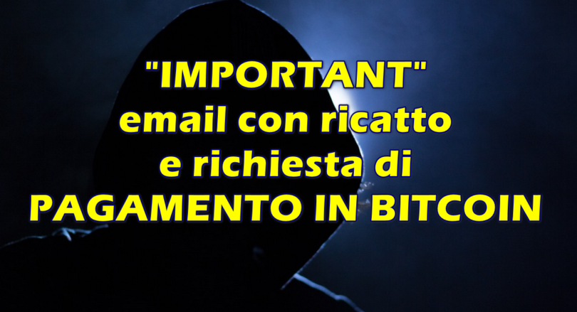 Torna la FINTA MINACCIA in FRANCESE che PROVIENE DALLA TUA STESSA EMAIL con ricatto e richiesta di PAGAMENTO IN BITCOIN