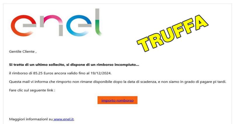 Attenzione alle truffe via email: il caso del falso rimborso Enel